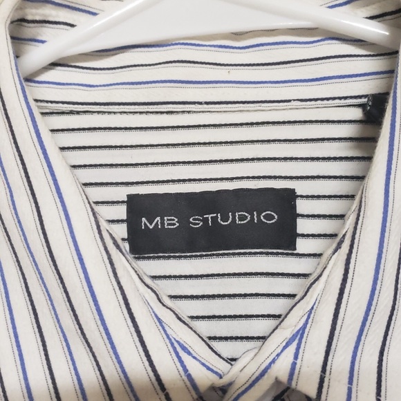 3/$15 MB Studio Polo Black and Blue Stripes - Picture 5 of 5